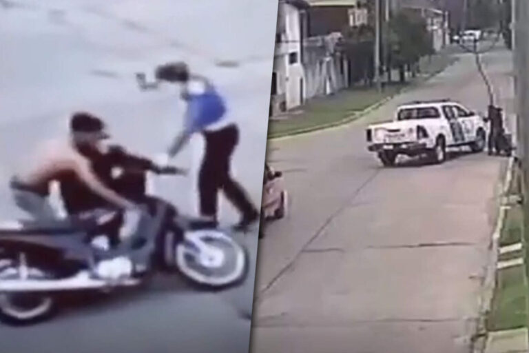 Indignante: motochorro cae, huye y un patrullero lo deja escapar en plena persecución